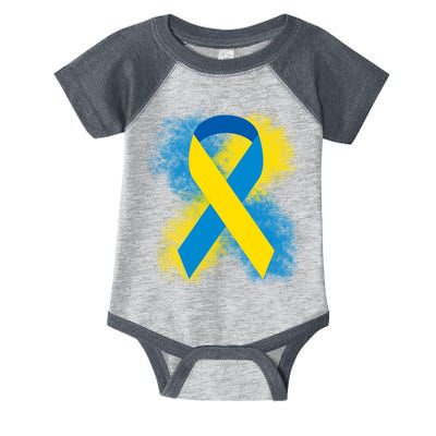 Down Syndrome Awareness Blue & Yellow Ribbon Infant Baby Jersey Bodysuit