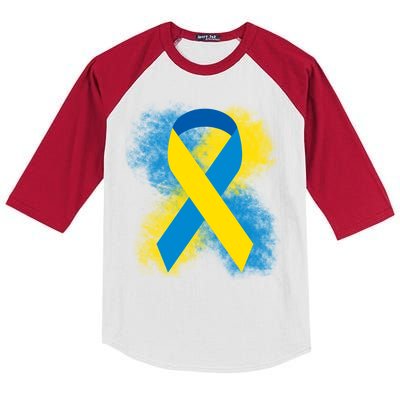 Down Syndrome Awareness Blue & Yellow Ribbon Kids Colorblock Raglan Jersey