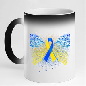 Down Syndrome Awareness Butterfly Ribbon 11oz Black Color Changing Mug