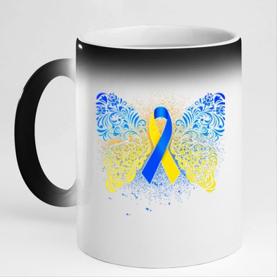 Down Syndrome Awareness Butterfly Ribbon 11oz Black Color Changing Mug