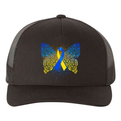 Down Syndrome Awareness Butterfly Ribbon Yupoong Adult 5-Panel Trucker Hat