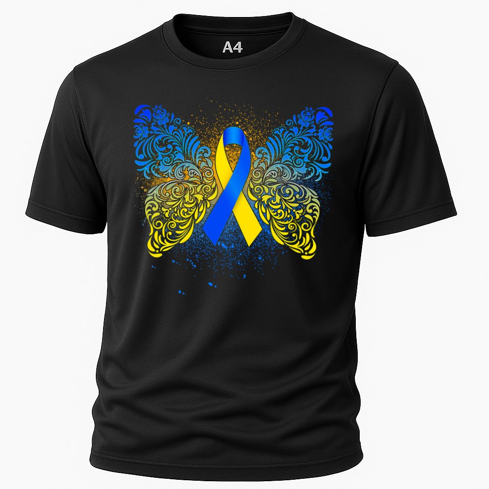 Down Syndrome Awareness Butterfly Ribbon Performance Shirt