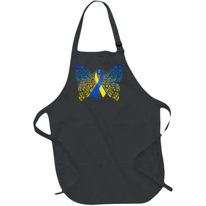 Down Syndrome Awareness Butterfly Ribbon Full-Length Apron With Pockets