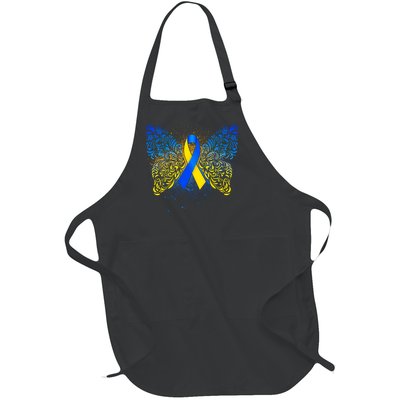 Down Syndrome Awareness Butterfly Ribbon Full-Length Apron With Pockets