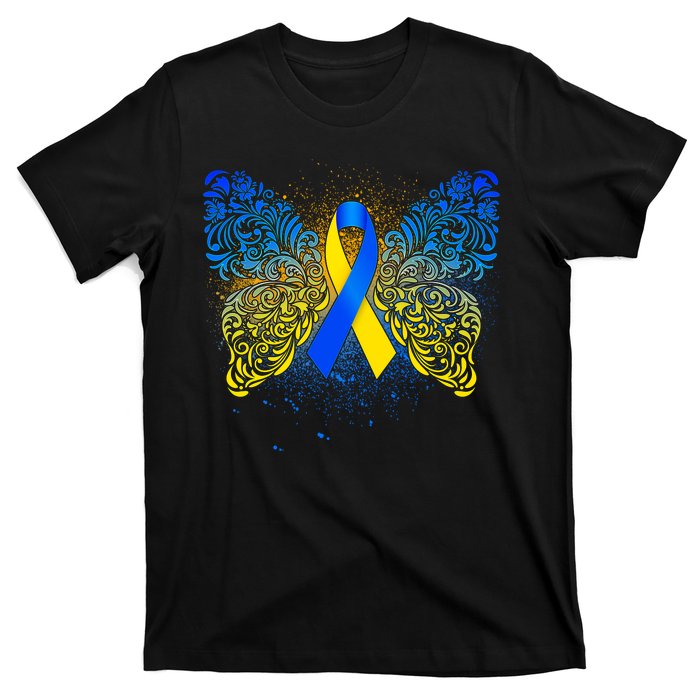 Down Syndrome Awareness Butterfly Ribbon T-Shirt