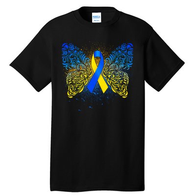 Down Syndrome Awareness Butterfly Ribbon Tall T-Shirt