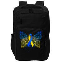 Down Syndrome Awareness Butterfly Ribbon Impact Tech Backpack