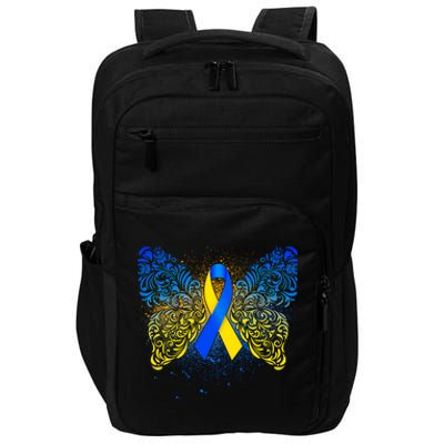 Down Syndrome Awareness Butterfly Ribbon Impact Tech Backpack