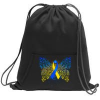 Down Syndrome Awareness Butterfly Ribbon Sweatshirt Cinch Pack Bag