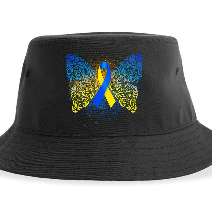 Down Syndrome Awareness Butterfly Ribbon Sustainable Bucket Hat