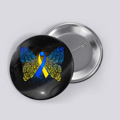 Down Syndrome Awareness Butterfly Ribbon Button