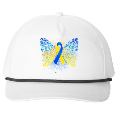 Down Syndrome Awareness Butterfly Ribbon Snapback Five-Panel Rope Hat