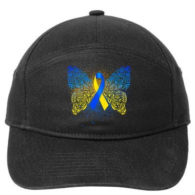 Down Syndrome Awareness Butterfly Ribbon 7-Panel Snapback Hat