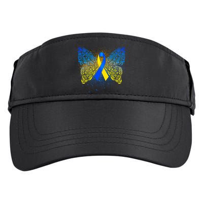 Down Syndrome Awareness Butterfly Ribbon Adult Drive Performance Visor