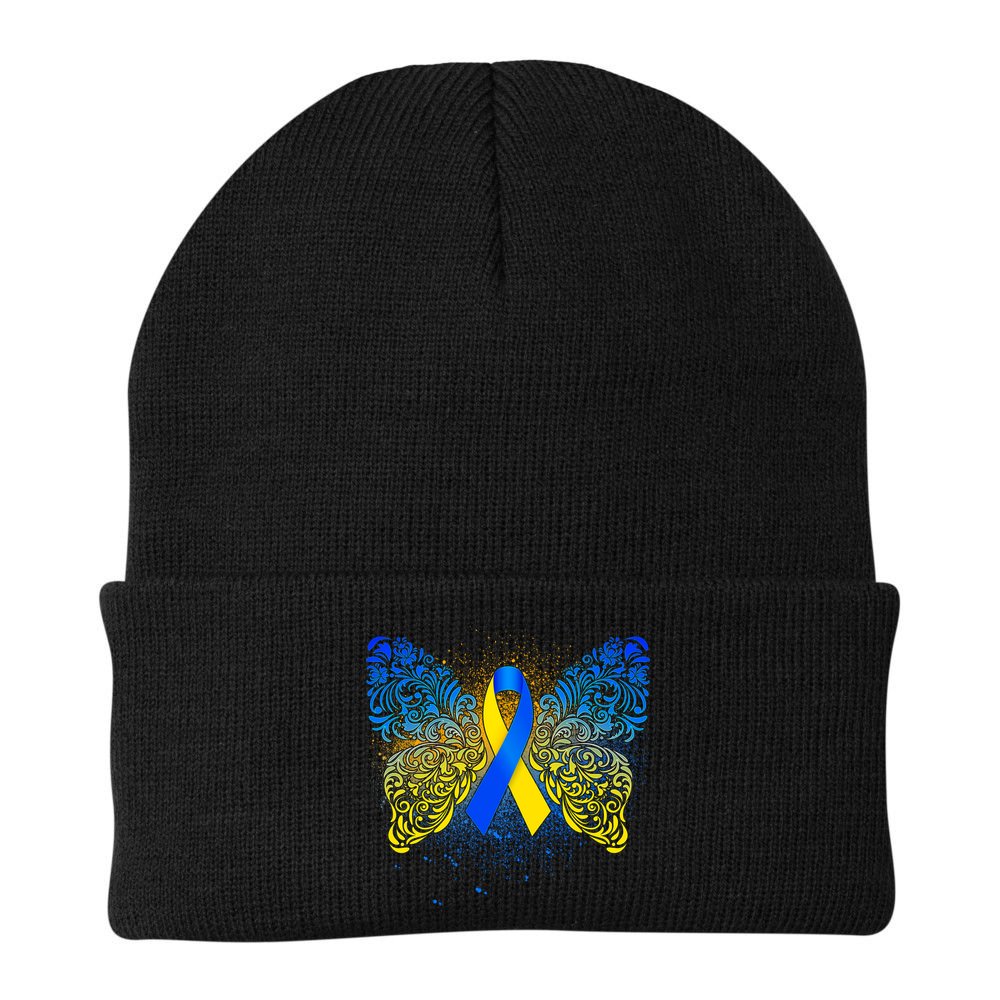 Down Syndrome Awareness Butterfly Ribbon Beanie