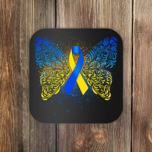 Down Syndrome Awareness Butterfly Ribbon Coaster