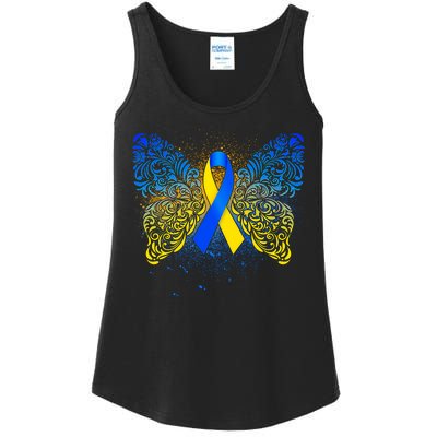 Down Syndrome Awareness Butterfly Ribbon Ladies Essential Tank