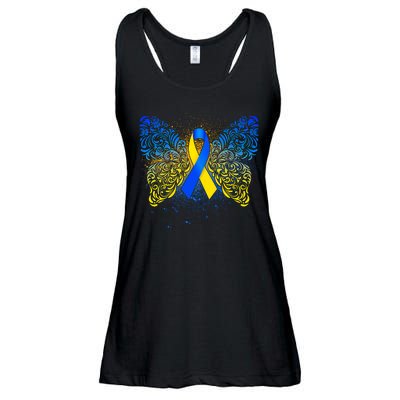 Down Syndrome Awareness Butterfly Ribbon Ladies Essential Flowy Tank