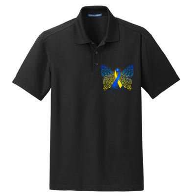 Down Syndrome Awareness Butterfly Ribbon Dry Zone Grid Polo