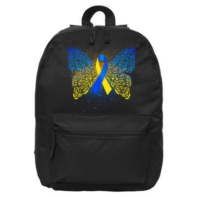 Down Syndrome Awareness Butterfly Ribbon 16 in Basic Backpack