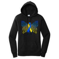 Down Syndrome Awareness Butterfly Ribbon Women's Pullover Hoodie