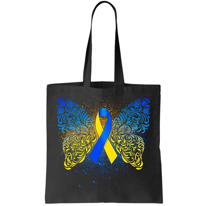 Down Syndrome Awareness Butterfly Ribbon Tote Bag