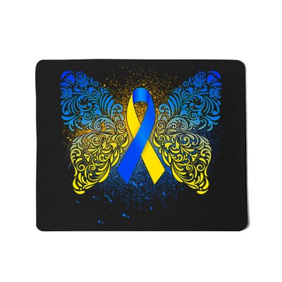 Down Syndrome Awareness Butterfly Ribbon Mousepad