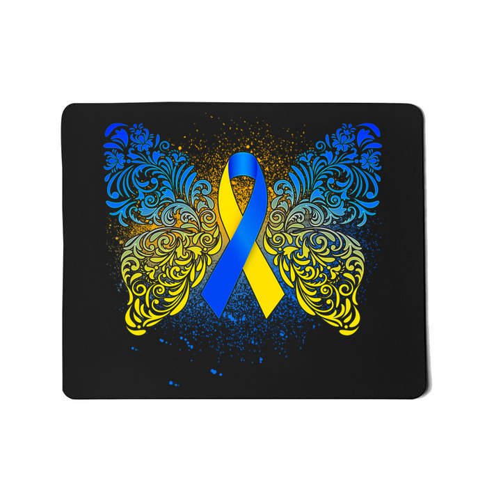 Down Syndrome Awareness Butterfly Ribbon Mousepad