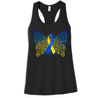 Down Syndrome Awareness Butterfly Ribbon Women's Racerback Tank