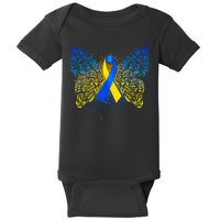 Down Syndrome Awareness Butterfly Ribbon Baby Bodysuit