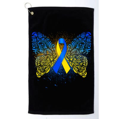 Down Syndrome Awareness Butterfly Ribbon Platinum Collection Golf Towel