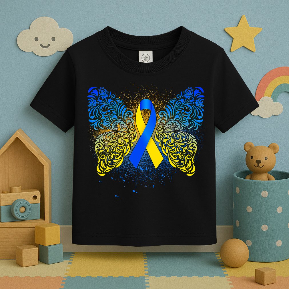 Down Syndrome Awareness Butterfly Ribbon Toddler T-Shirt