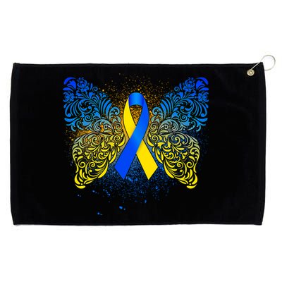 Down Syndrome Awareness Butterfly Ribbon Grommeted Golf Towel