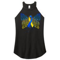 Down Syndrome Awareness Butterfly Ribbon Women's Perfect Tri Rocker Tank