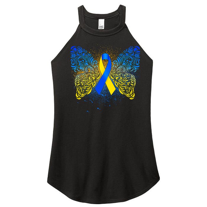 Down Syndrome Awareness Butterfly Ribbon Women's Perfect Tri Rocker Tank