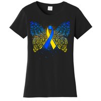 Down Syndrome Awareness Butterfly Ribbon Women's T-Shirt