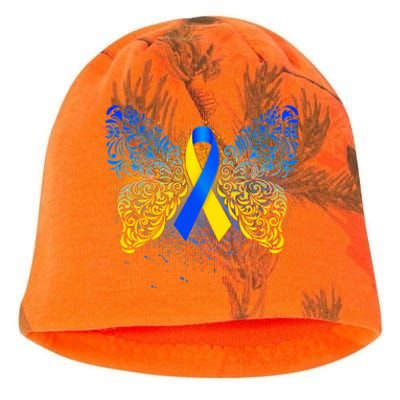 Down Syndrome Awareness Butterfly Ribbon Kati - Camo Knit Beanie