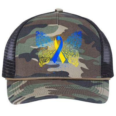 Down Syndrome Awareness Butterfly Ribbon Retro Rope Trucker Hat Cap