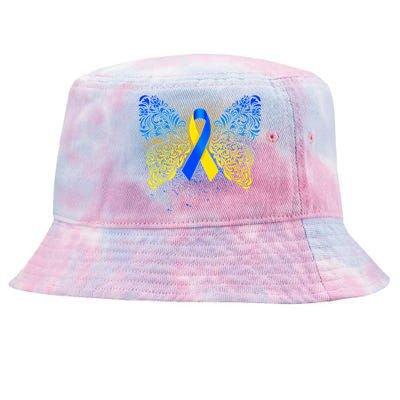 Down Syndrome Awareness Butterfly Ribbon Tie-Dyed Bucket Hat