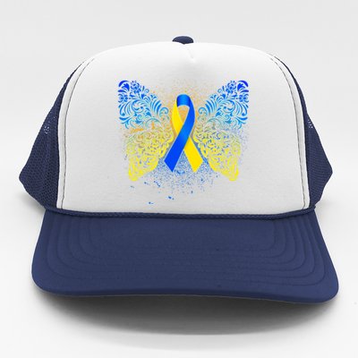 Down Syndrome Awareness Butterfly Ribbon Trucker Hat