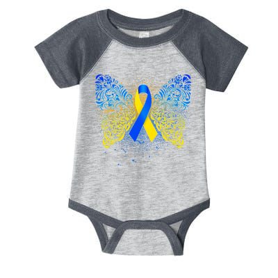 Down Syndrome Awareness Butterfly Ribbon Infant Baby Jersey Bodysuit