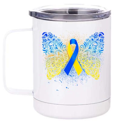 Down Syndrome Awareness Butterfly Ribbon 12 oz Stainless Steel Tumbler Cup