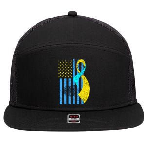 Down Syndrome Awareness Flag 7 Panel Mesh Trucker Snapback Hat