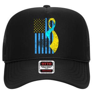 Down Syndrome Awareness Flag High Crown Mesh Back Trucker Hat