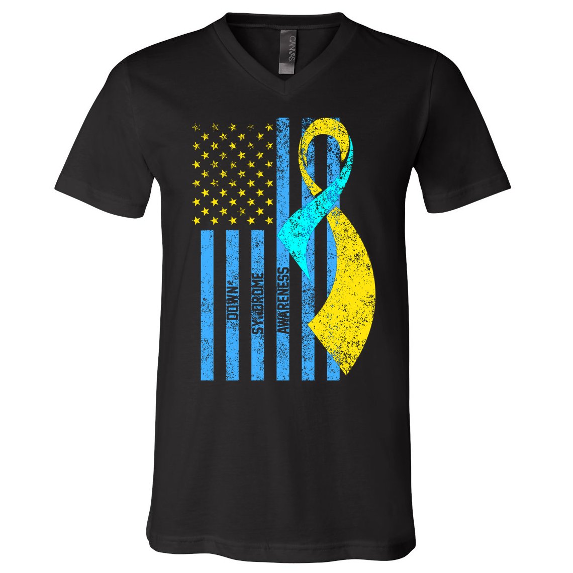 Down Syndrome Awareness Flag V-Neck T-Shirt