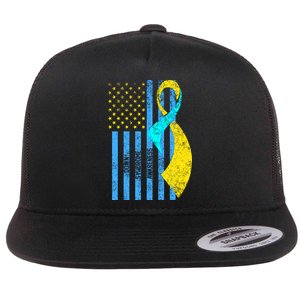 Down Syndrome Awareness Flag Flat Bill Trucker Hat