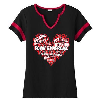 Down Syndrome Awareness Heart Ladies Halftime Notch Neck Tee