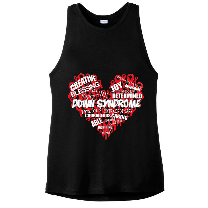 Down Syndrome Awareness Heart Ladies PosiCharge Tri-Blend Wicking Tank