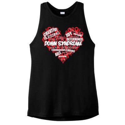 Down Syndrome Awareness Heart Ladies PosiCharge Tri-Blend Wicking Tank