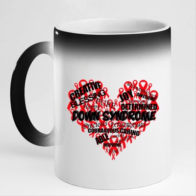 Down Syndrome Awareness Heart 11oz Black Color Changing Mug